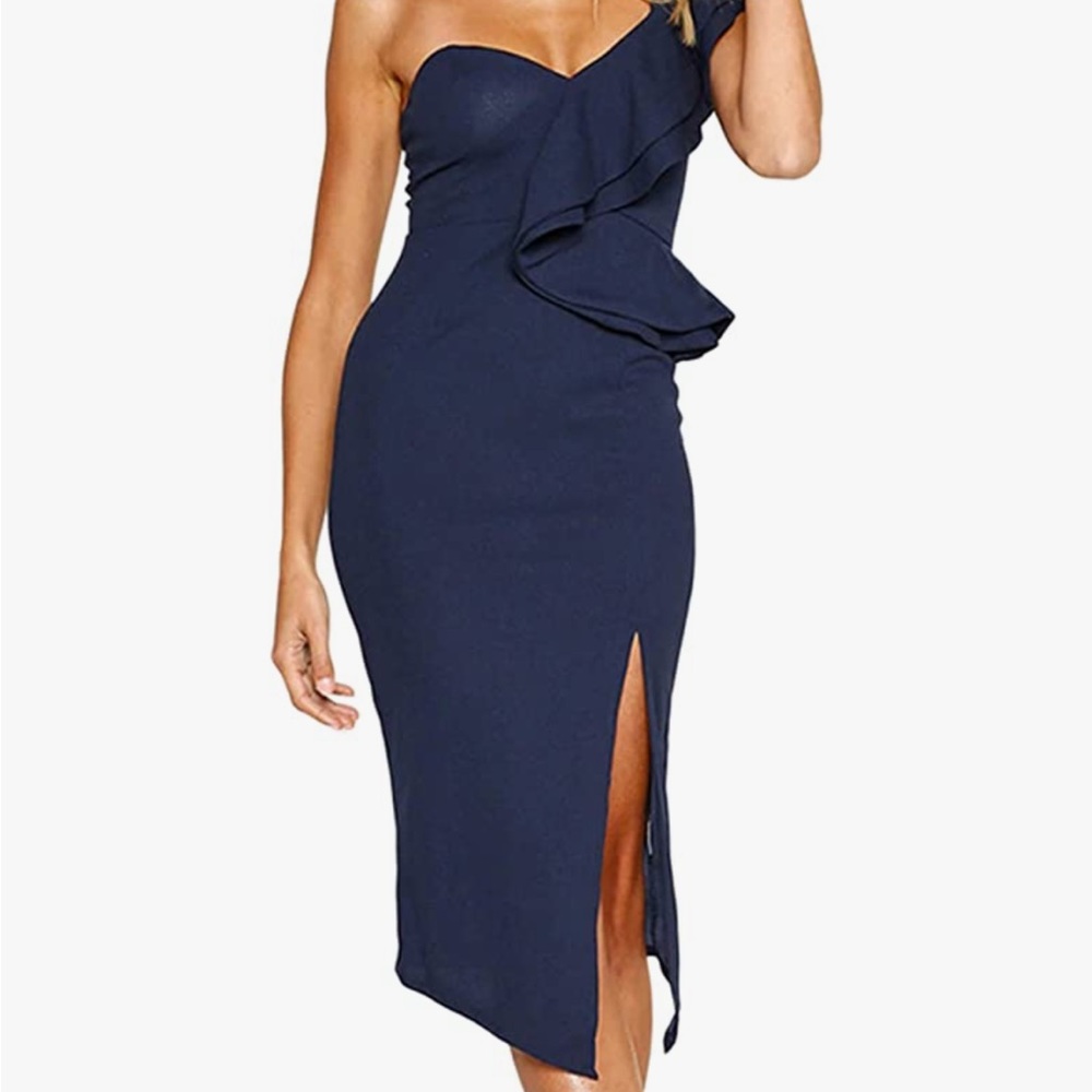 One shoulder ruffle dress